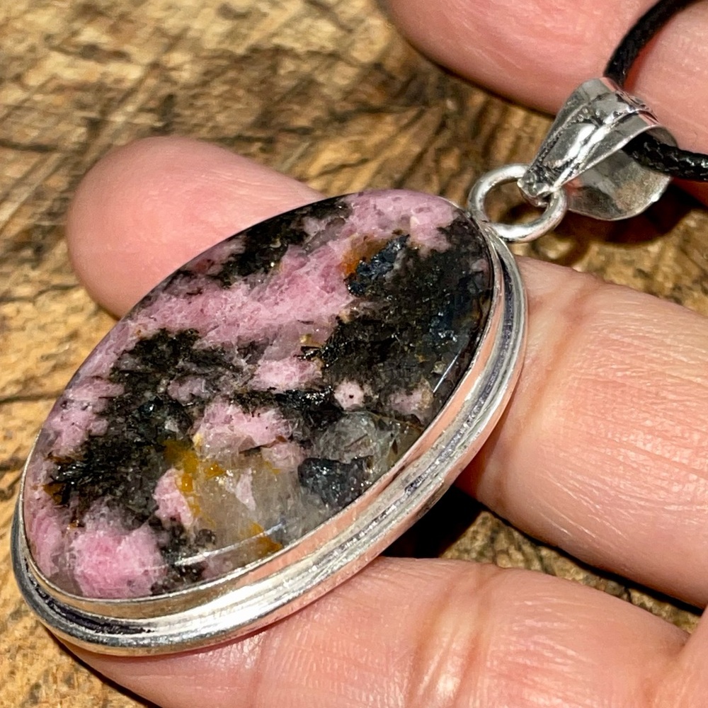 Earthy Rhodonite Pendant 2” - Picture 11 of 14